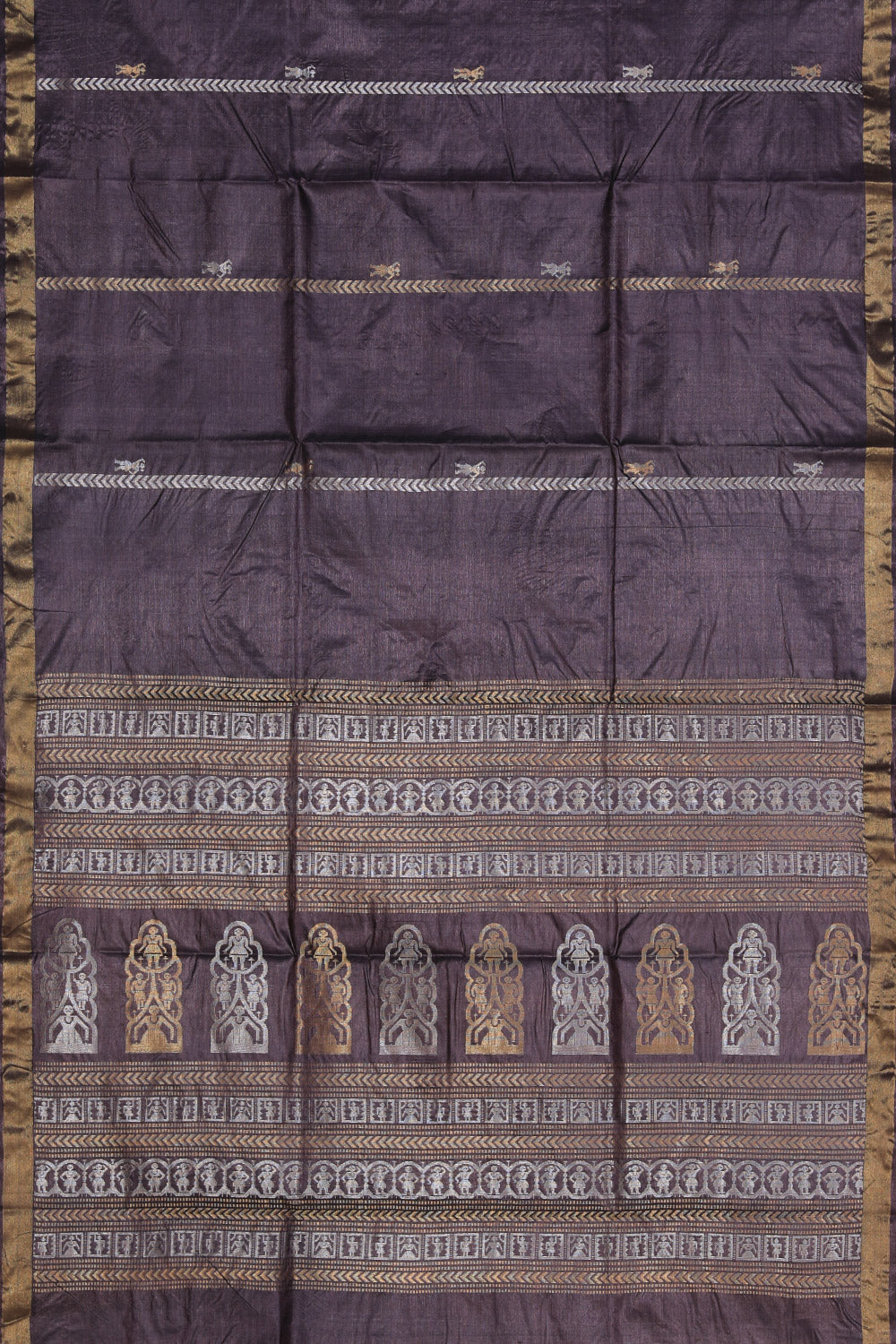 Image of Tussar Silk Coffee Brown Saree